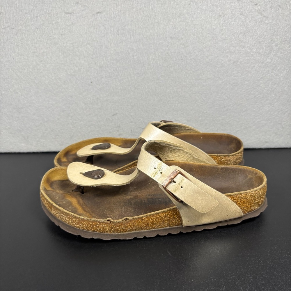 Birkenstock Gizeh Beige Cream Thong Sandals Cork Footbed Comfort Womens 39/8